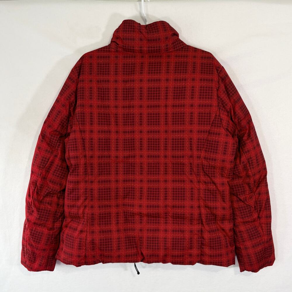 Columbia Winter Jacket Womens XL Red Plaid Down Feather Puffer Coat - Picture 2 of 12